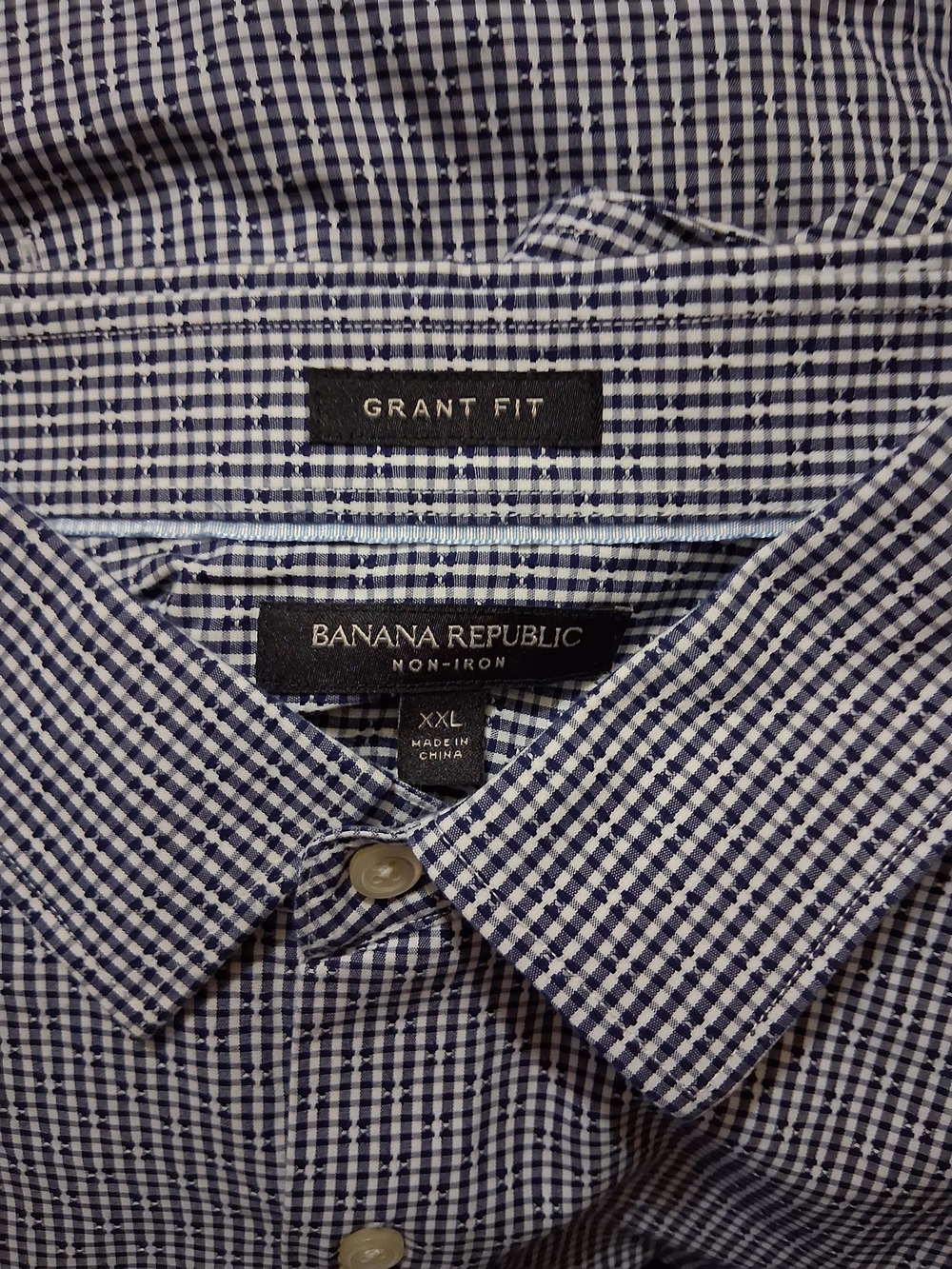 Banana Republic Men's Navy Check Grant Fit Shirt